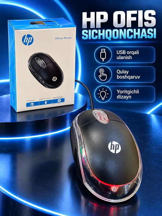 HP X-66 Gaming Mouse simli optik sichqoncha, USB, qora