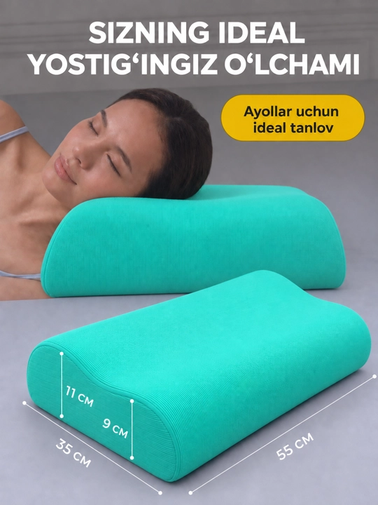Ortopedik yostiq Memory Foam, uxlash uchun anatomik yostiq, bosh va bo‘yin uchun