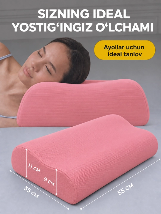 Ortopedik yostiq Memory Foam, uxlash uchun anatomik yostiq, bosh va bo‘yin uchun