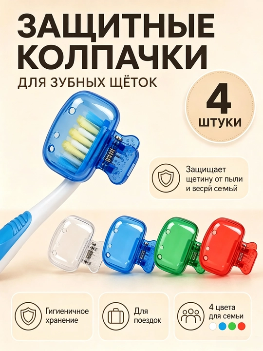 Защитные колпачки для зубных щеток, 4 шт - 