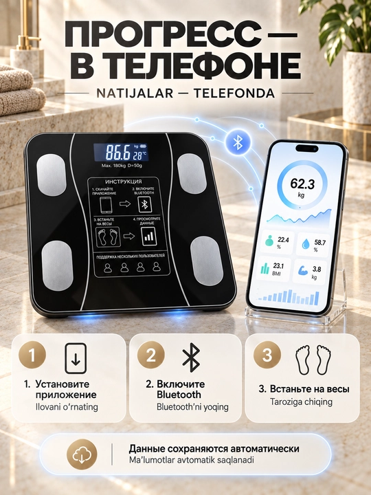 Электронные напольные весы, цифровые стеклянные весы до 180 кг
