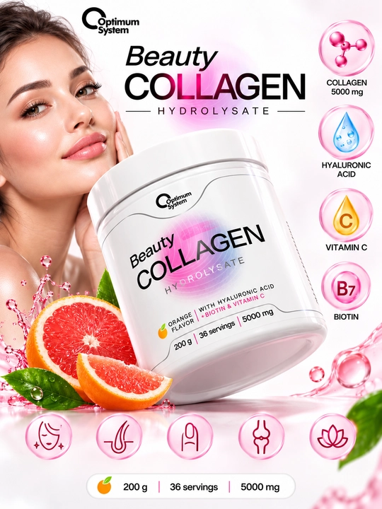 Optimum Beauty Wellness Collagen 200g tizimi Apelsin ta’mi - 