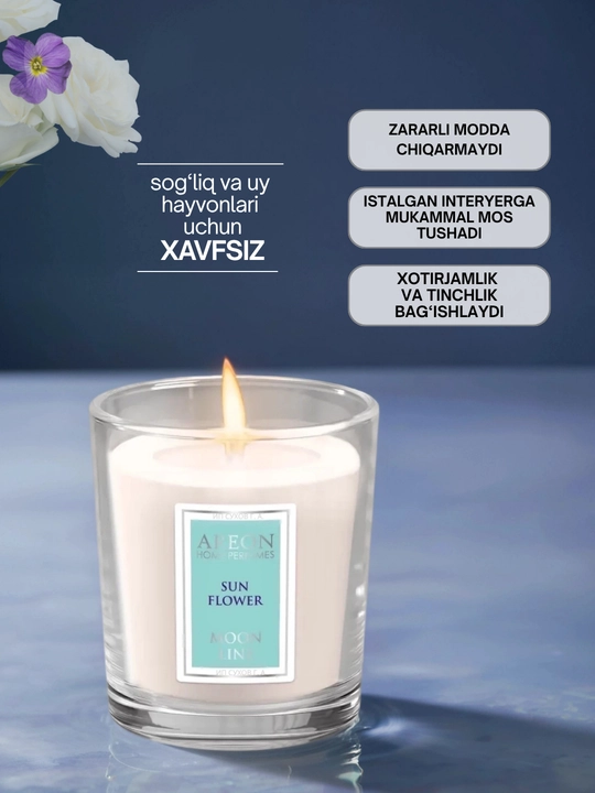 Xushbo‘y sovg‘a sham Areon Moon Line uy uchun, romantik shamlar, hidli sham