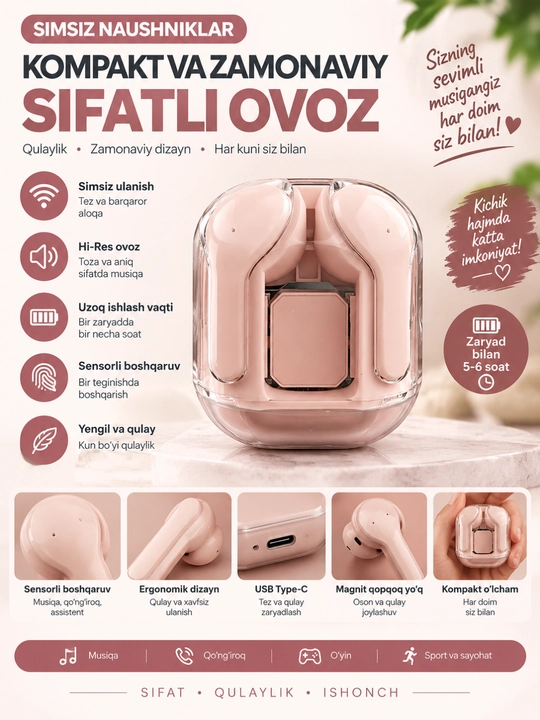 Беспроводные Bluetooth-наушники TWS M10 с пауэрбанком - 