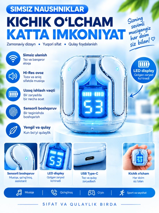 Беспроводные Bluetooth-наушники TWS M10 с пауэрбанком - 