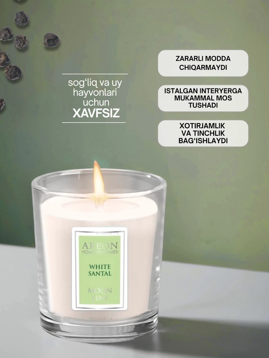 Xushbo‘y sovg‘a sham Areon Moon Line uy uchun, romantik shamlar, hidli sham