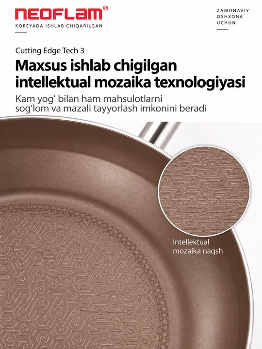NEOFLAM EDGE WOK Tova, 28 sm, zanglamaydigan po‘latdan, induksion, ko‘k, keramik