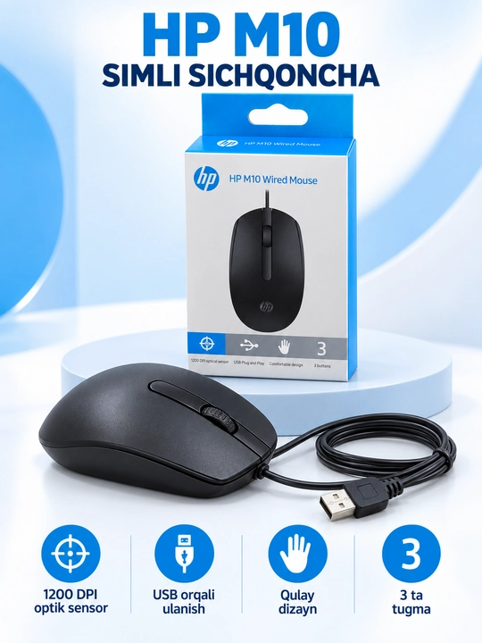 HP X-66 Gaming Mouse simli optik sichqoncha, USB, qora