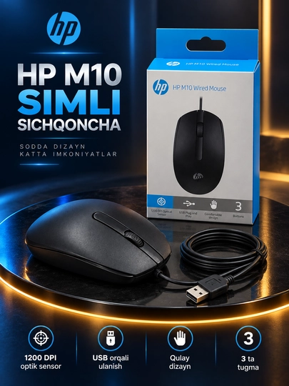 HP X-66 Gaming Mouse simli optik sichqoncha, USB, qora