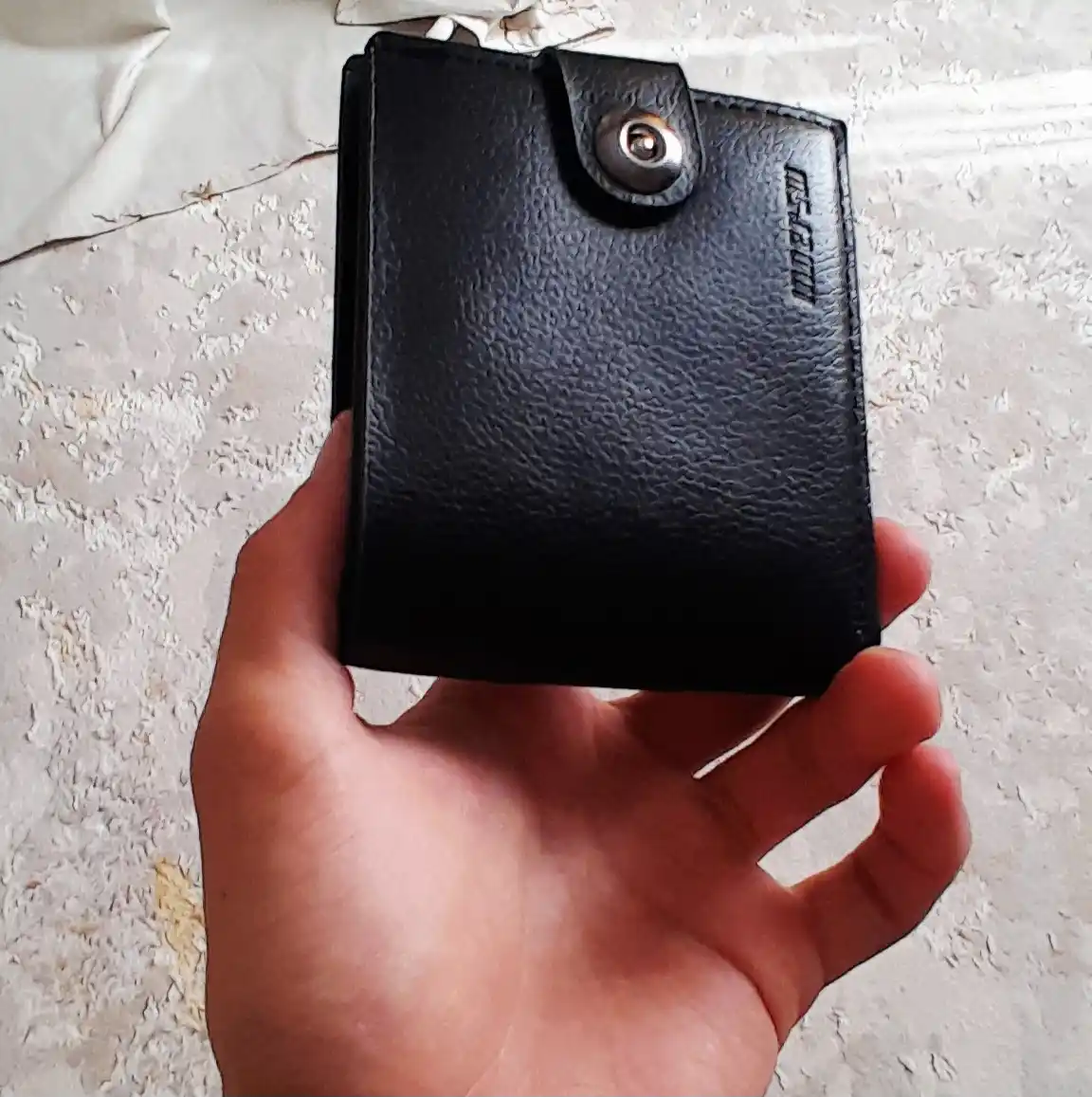 Erkaklar hamyoni, portmone, tugmali qulflash eko charm kashelek, o'lcham 12 * 10 sm