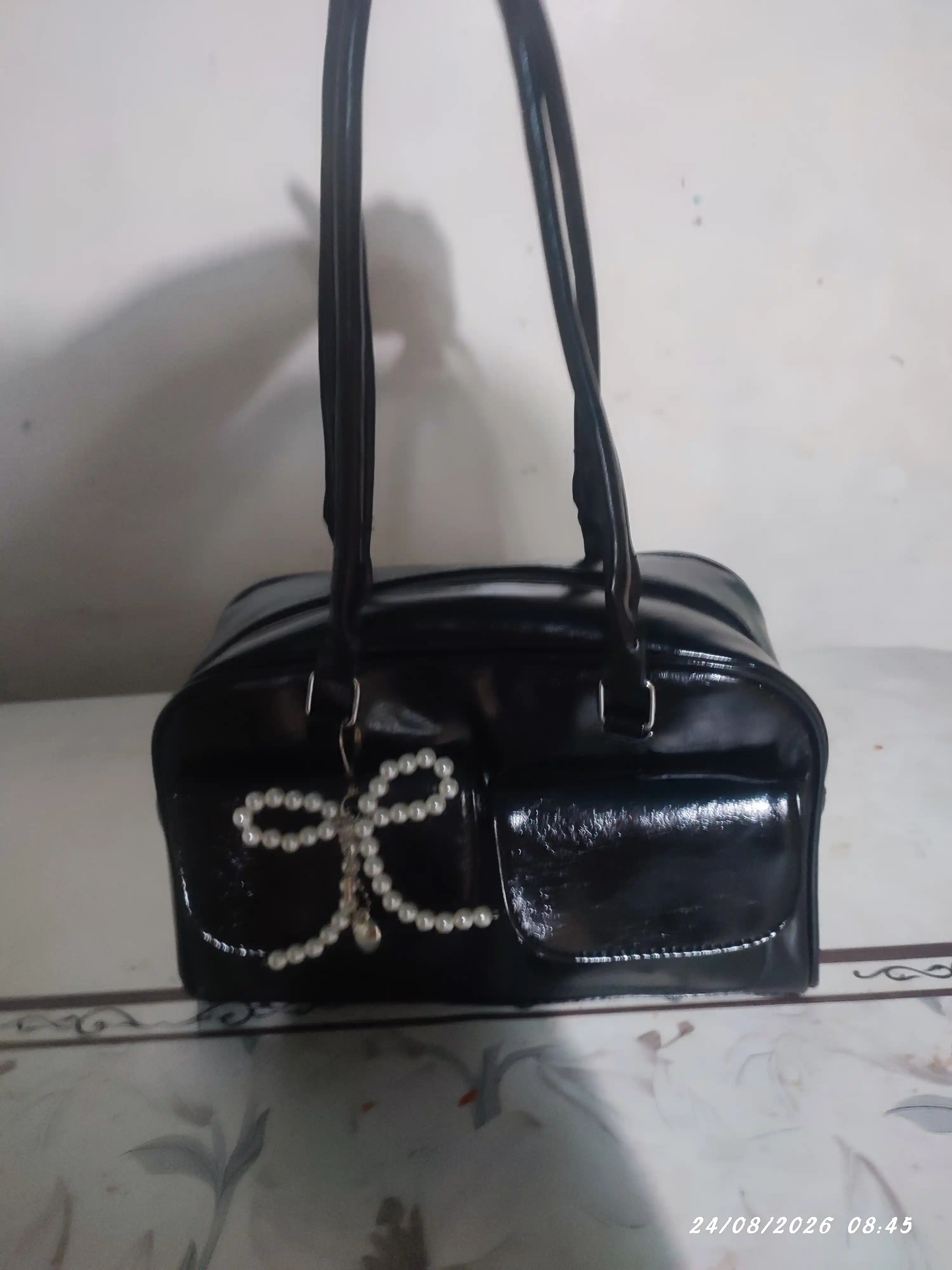 Ayollar sumkasi Chubby qora va jigarrang baget, yelka sumka, cho‘ntakli sumka