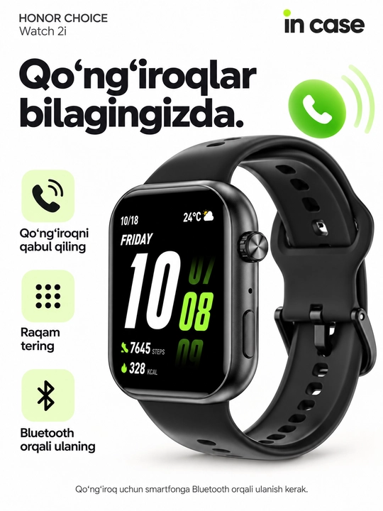 HONOR CHOICE Watch 2i умные часы, AMOLED 1,85″, Bluetooth-звонки, IP68, до 14 дней
