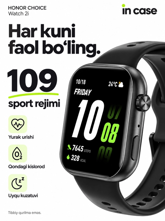 HONOR CHOICE Watch 2i умные часы, AMOLED 1,85″, Bluetooth-звонки, IP68, до 14 дней