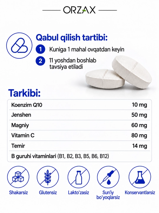 Ocean Daily One Energy — 12 vitamin, 10 mineral, jenshen va Q10, №30, Halol.