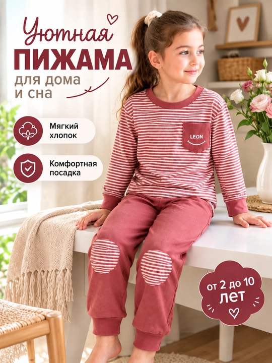 Пижама, Детская пижама для мальчиков девочки 2–10 лет, мягкий хлопок, удобная, для дома и сна - 