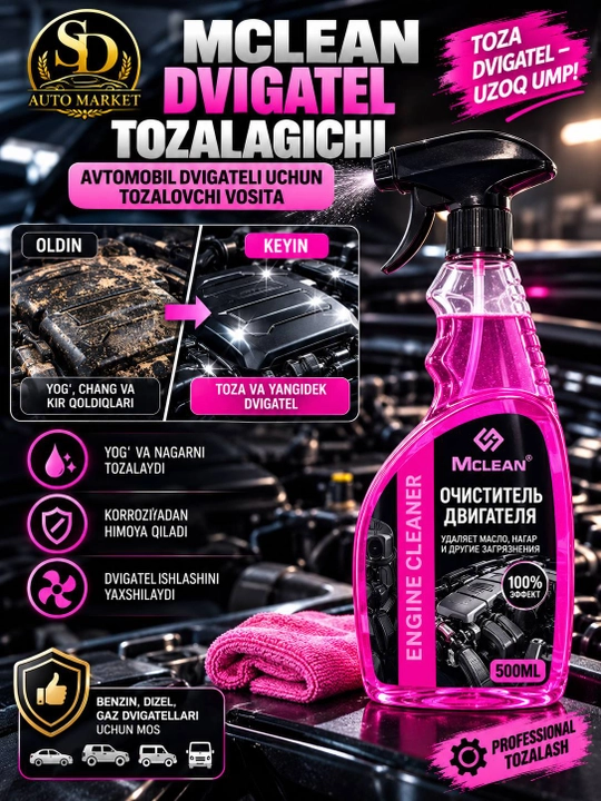 MCLEAN ENGINE CLEANER средство для очистки двигателя автомобиля, 500 мл