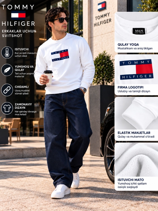 Erkaklar svitshotlari, oversize, tolstovka, printli, ichi issiq nachosli, kuz-qis uchun