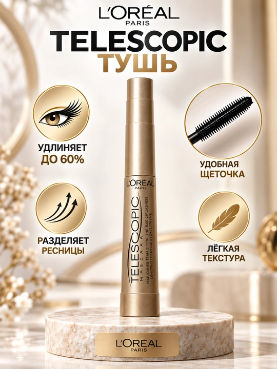 Kipriklar uchun tush L'Oreal Paris Telescopic, qora ko'mir