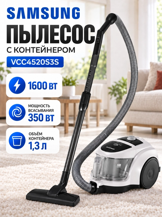 Changyutgich Samsung SC4520, 1600 W, 350 W, 1,3 L — VCC4520S3R/VCC4520S3S - 