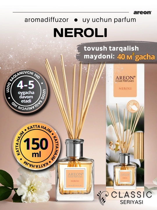 Ароматизатор для дома Areon, 150 мл, освежитель воздуха, диффузор с палочками