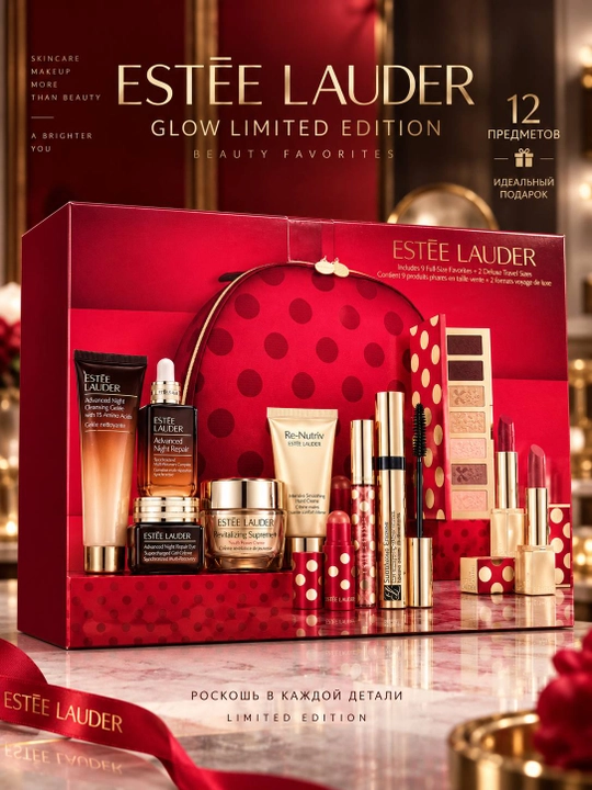 Подарочный набор косметики Estée Lauder Glow Limited Edition, 12 предметов - 