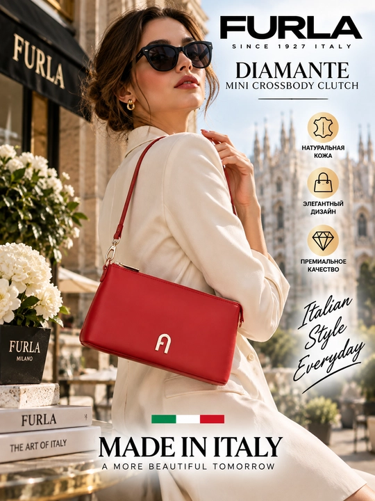 Furla Diamante Mini Crossbody WE00615 — женская кожаная мини-сумка