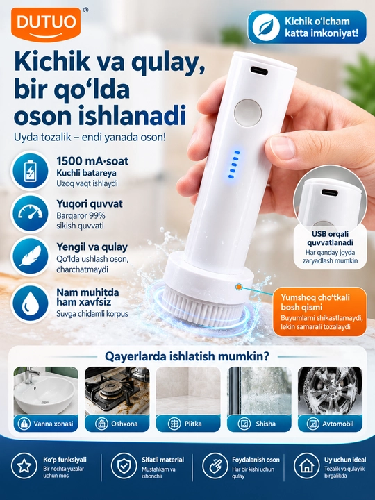 DUTUO elektr vakuum nasosi, vakuum paketlari uchun, 1500 mA·soat