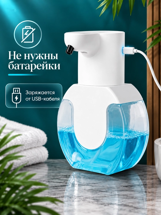 Дозатор диспенсер для жидкого мыла сенсорный автомат пенный настенный в ванную и кухню