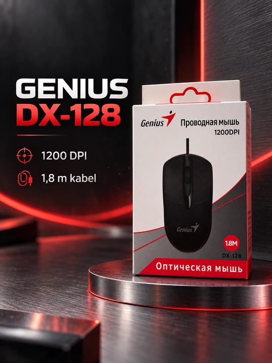 Genius DX-128 simli optik sichqoncha, USB, 1200 DPI, 1.8 m kabel