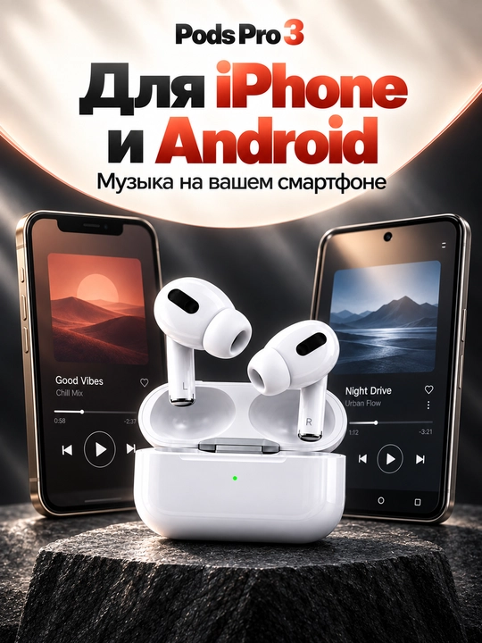 Simsiz quloqchinlar A.Pods Pro 3 Lux — Sensor ekran, Shovqinni bosish, Bluetooth 5.4