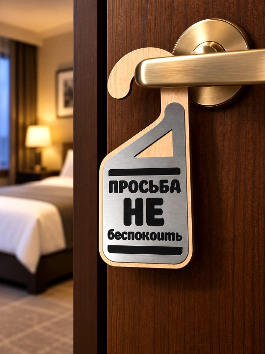 Табличка на дверь «Просьба не беспокоить» из натурального дерева