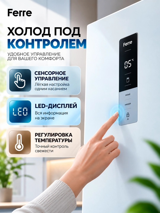 Sovutgich Ferre FNF 440, 322 litr, NoFrost, Haroratni sensorli boshqarish