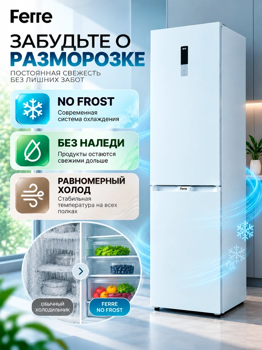 Sovutgich Ferre FNF 440, 322 litr, NoFrost, Haroratni sensorli boshqarish