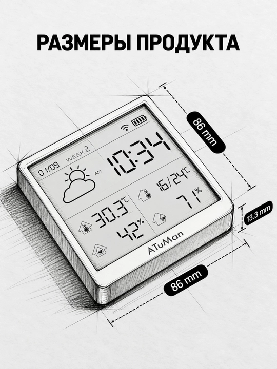 Датчик температуры и влажности Atuman Duka Hygrometer TH3