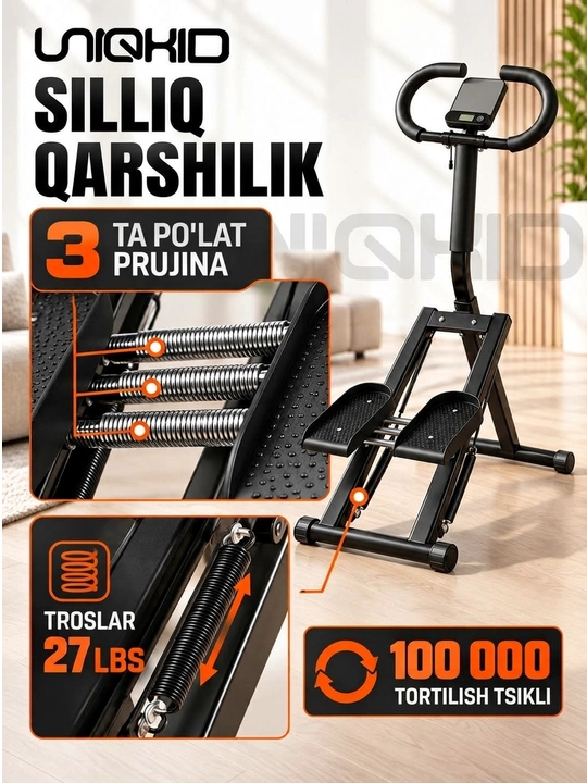 Tutqichli buklanadigan stepper-klimber