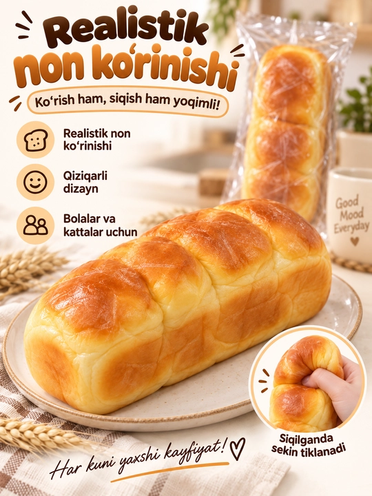 Antistress Squishy non shakli, yumshoq siqiladigan stressga qarshi o‘yinchoq