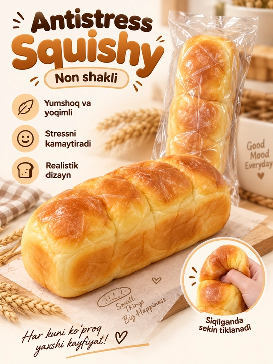 Antistress Squishy non shakli, yumshoq siqiladigan stressga qarshi o‘yinchoq