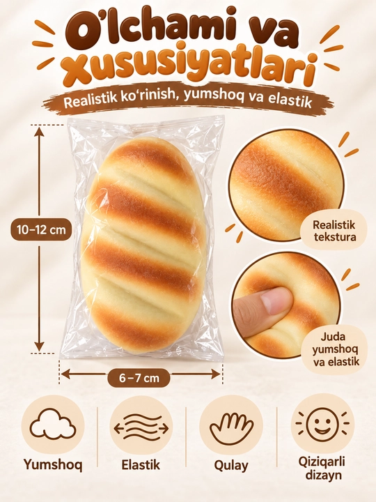 Non Squishy stressga qarshi, stressdan xalos bo‘lish uchun yumshoq o‘yinchoq-skvishi - 