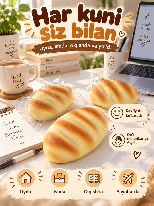 Non Squishy stressga qarshi, stressdan xalos bo‘lish uchun yumshoq o‘yinchoq-skvishi