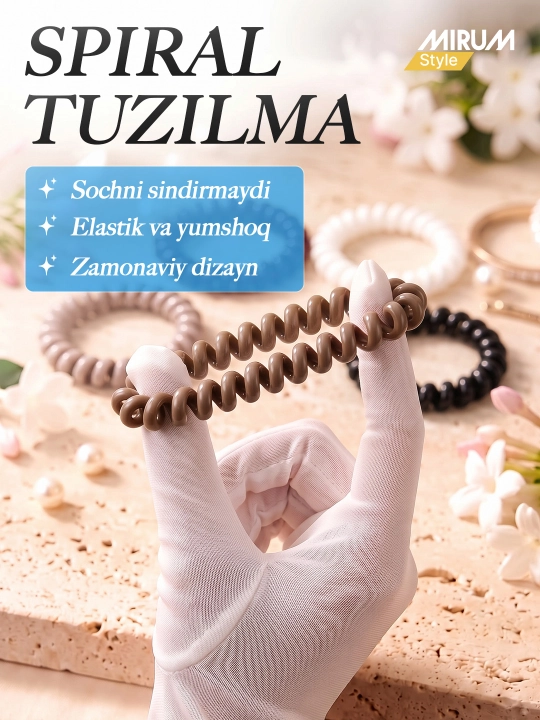 Soch uchun spiral rezinkalar ayollar va qizlar uchun aksessuarlar