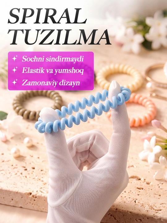 Soch uchun spiral rezinkalar ayollar va qizlar uchun aksessuarlar