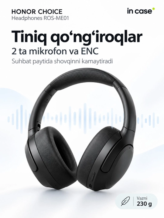 HONOR CHOICE Headphones, Bluetooth 5.4, 80 soat, Hi-Res Audio