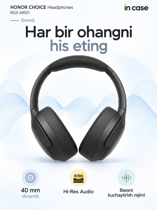 HONOR CHOICE Headphones, Bluetooth 5.4, 80 soat, Hi-Res Audio