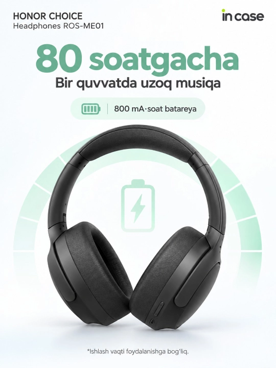 HONOR CHOICE Headphones, Bluetooth 5.4, 80 soat, Hi-Res Audio