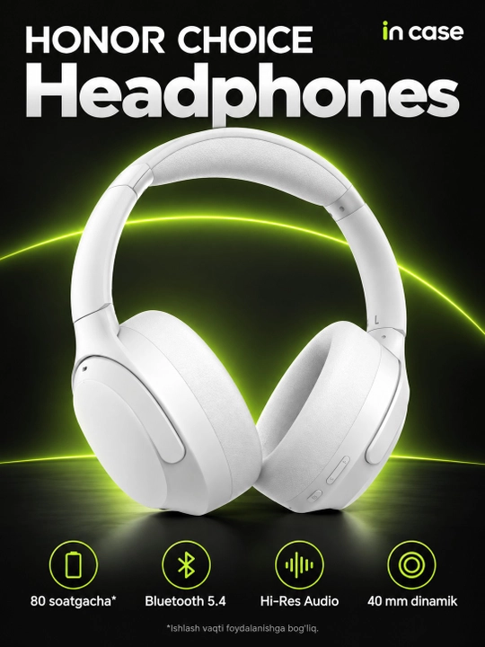 HONOR CHOICE Headphones, Bluetooth 5.4, 80 soat, Hi-Res Audio - 