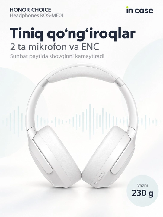 HONOR CHOICE Headphones, Bluetooth 5.4, 80 soat, Hi-Res Audio