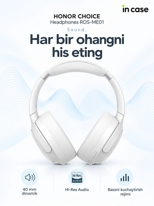HONOR CHOICE Headphones, Bluetooth 5.4, 80 soat, Hi-Res Audio