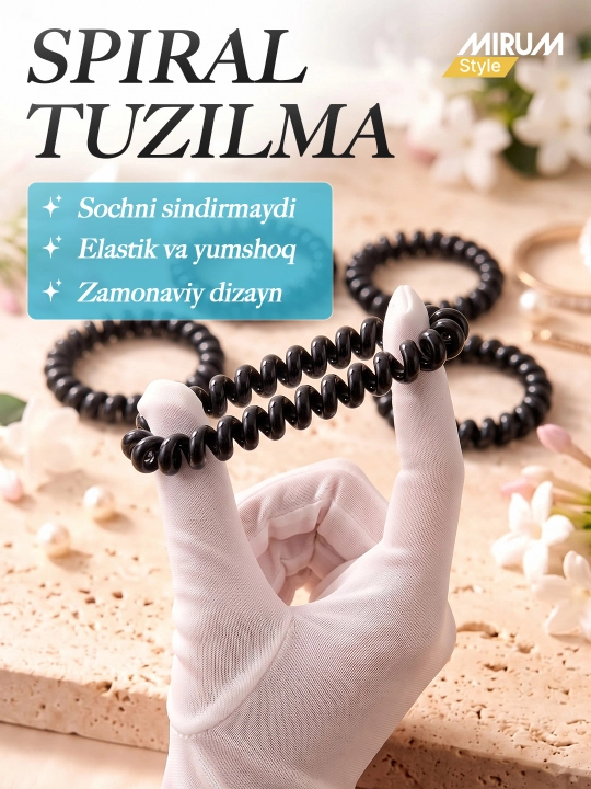 Soch uchun spiral rezinkalar ayollar va qizlar uchun aksessuarlar
