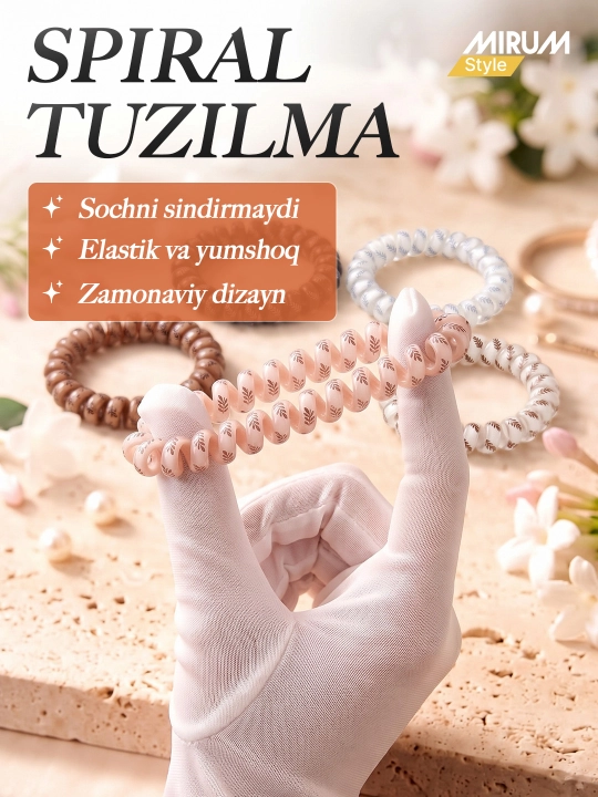 Soch uchun spiral rezinkalar ayollar va qizlar uchun aksessuarlar