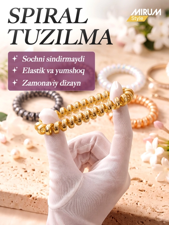 Soch uchun spiral rezinkalar ayollar va qizlar uchun aksessuarlar